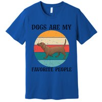 Dogs Are My Favorite People Retro Dachshund Wiener Dog Funny Great Gift Premium T-Shirt