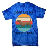 Dogs Are My Favorite People Retro Dachshund Wiener Dog Funny Great Gift Tie-Dye T-Shirt