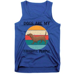 Dogs Are My Favorite People Retro Dachshund Wiener Dog Funny Great Gift Tank Top