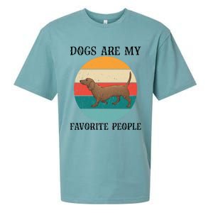 Dogs Are My Favorite People Retro Dachshund Wiener Dog Funny Great Gift Sueded Cloud Jersey T-Shirt