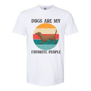 Dogs Are My Favorite People Retro Dachshund Wiener Dog Funny Great Gift Softstyle CVC T-Shirt