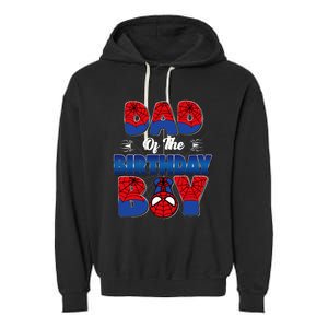 Dad And Mom Birthday Boy Spider Family Matching Garment-Dyed Fleece Hoodie