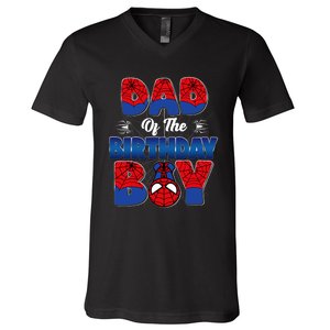 Dad And Mom Birthday Boy Spider Family Matching V-Neck T-Shirt