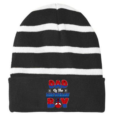 Dad And Mom Birthday Boy Spider Family Matching Striped Beanie with Solid Band