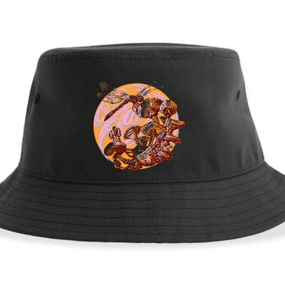 Dragonfly And Mushrooms Cottage Core Sustainable Bucket Hat