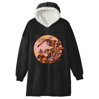 Dragonfly And Mushrooms Cottage Core Hooded Wearable Blanket