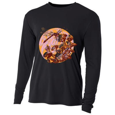 Dragonfly And Mushrooms Cottage Core Cooling Performance Long Sleeve Crew