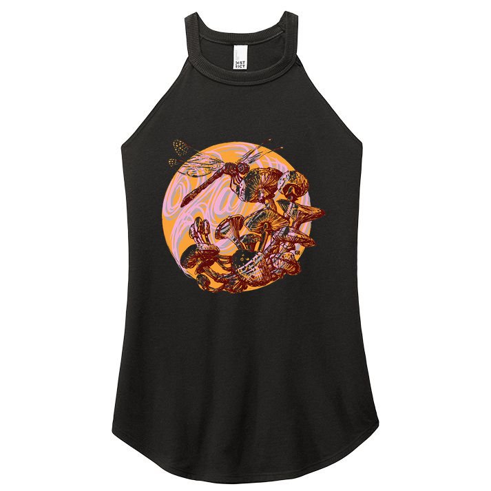 Dragonfly And Mushrooms Cottage Core Women's Perfect Tri Rocker Tank