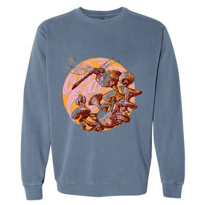 Dragonfly And Mushrooms Cottage Core Garment-Dyed Sweatshirt