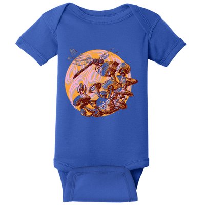 Dragonfly And Mushrooms Cottage Core Baby Bodysuit