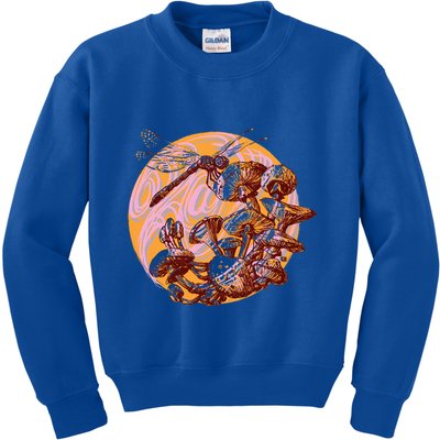 Dragonfly And Mushrooms Cottage Core Kids Sweatshirt