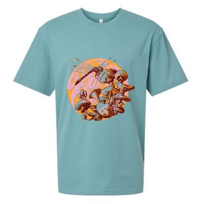 Dragonfly And Mushrooms Cottage Core Sueded Cloud Jersey T-Shirt
