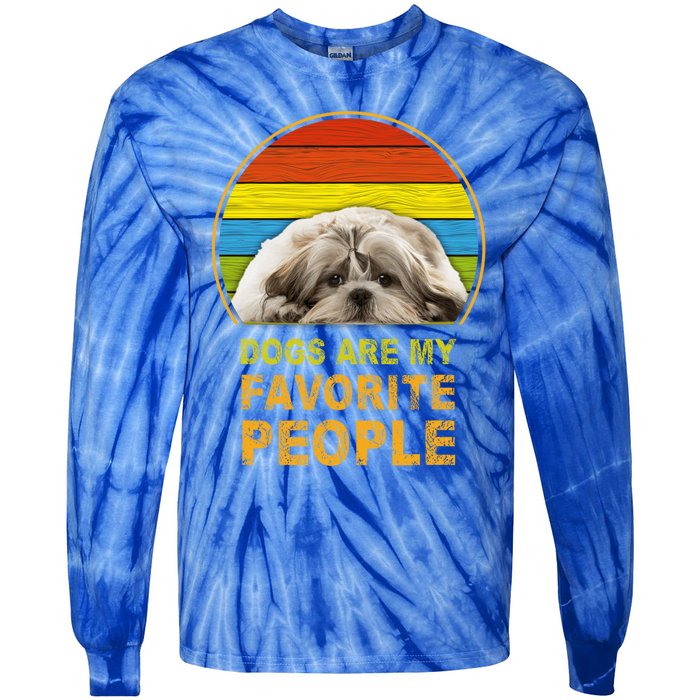 Dogs Are My Favorite People Gift Tie-Dye Long Sleeve Shirt