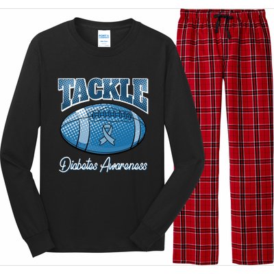 Diabetes Awareness Month Tackle Football Retro T1 T2 Gift Long Sleeve Pajama Set