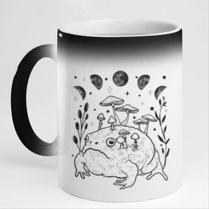 Dark Academia Moon Witchy Goblincore Aesthetic Frog 11oz Black Color Changing Mug