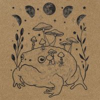 Dark Academia Moon Witchy Goblincore Aesthetic Frog Cotton Canvas Backpack