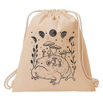 Dark Academia Moon Witchy Goblincore Aesthetic Frog Drawstring Bag