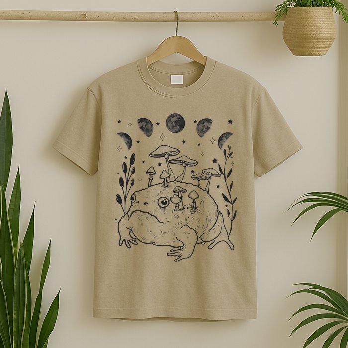 Dark Academia Moon Witchy Goblincore Aesthetic Frog T-Shirt