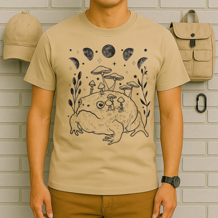 Dark Academia Moon Witchy Goblincore Aesthetic Frog T-Shirt