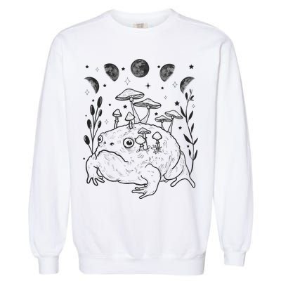 Dark Academia Moon Witchy Goblincore Aesthetic Frog Garment-Dyed Sweatshirt