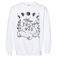 Dark Academia Moon Witchy Goblincore Aesthetic Frog Garment-Dyed Sweatshirt