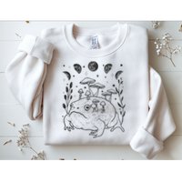 Dark Academia Moon Witchy Goblincore Aesthetic Frog Sweatshirt