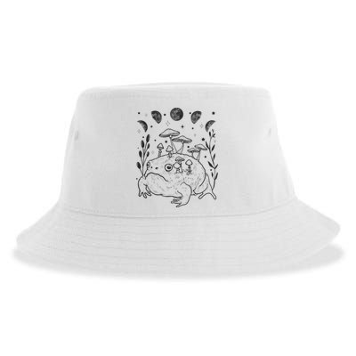 Dark Academia Moon Witchy Goblincore Aesthetic Frog Sustainable Bucket Hat