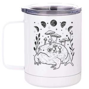 Dark Academia Moon Witchy Goblincore Aesthetic Frog 12 oz Stainless Steel Tumbler Cup