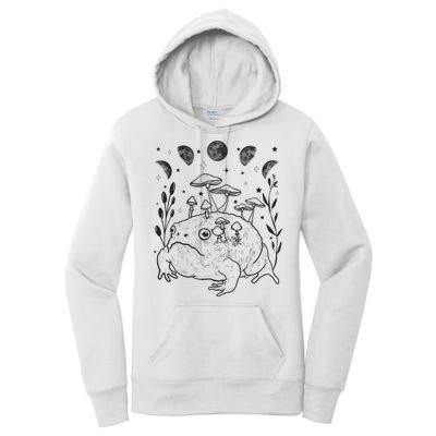 Dark Academia Moon Witchy Goblincore Aesthetic Frog Women's Pullover Hoodie