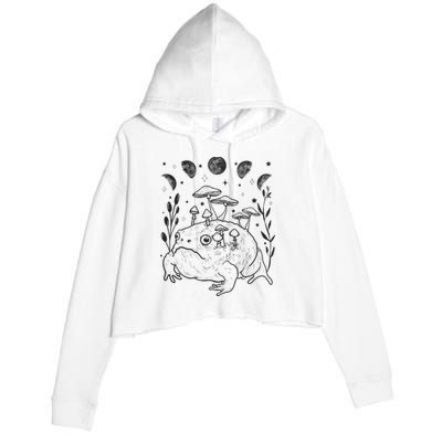 Dark Academia Moon Witchy Goblincore Aesthetic Frog Crop Fleece Hoodie