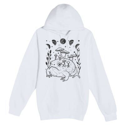 Dark Academia Moon Witchy Goblincore Aesthetic Frog Premium Pullover Hoodie