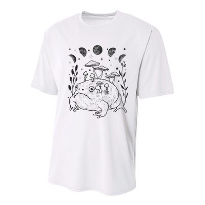Dark Academia Moon Witchy Goblincore Aesthetic Frog Youth Performance Sprint T-Shirt
