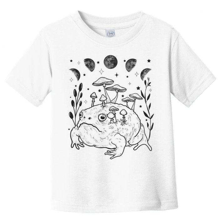 Dark Academia Moon Witchy Goblincore Aesthetic Frog Toddler T-Shirt