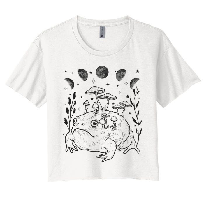 Dark Academia Moon Witchy Goblincore Aesthetic Frog Crop Top