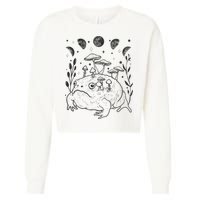 Dark Academia Moon Witchy Goblincore Aesthetic Frog Cropped Pullover Crew