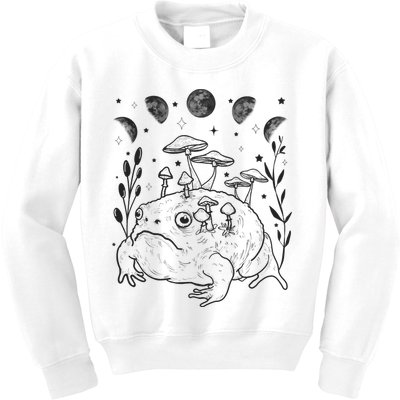 Dark Academia Moon Witchy Goblincore Aesthetic Frog Kids Sweatshirt