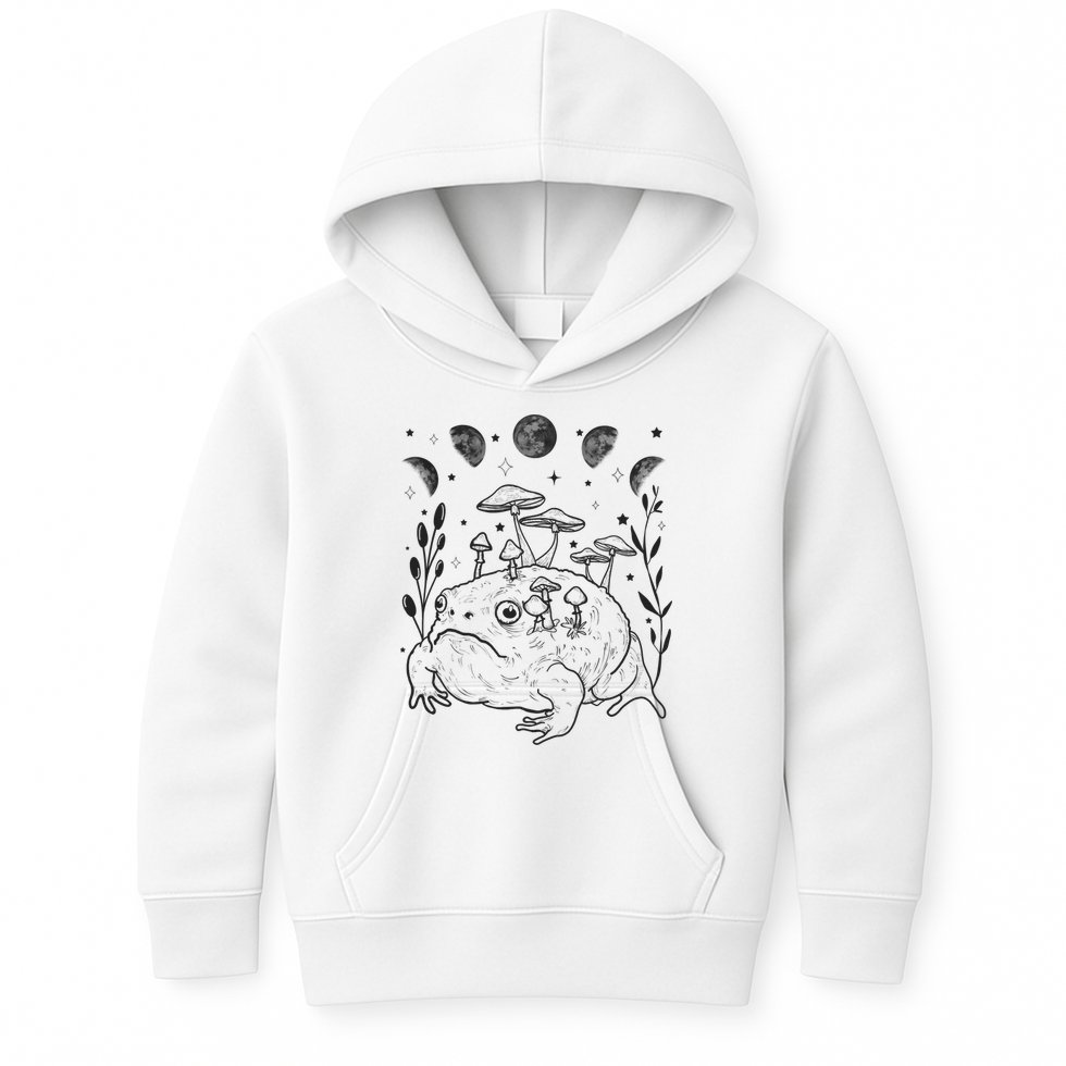 Dark Academia Moon Witchy Goblincore Aesthetic Frog Kids Hoodie