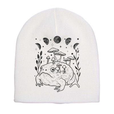 Dark Academia Moon Witchy Goblincore Aesthetic Frog Short Acrylic Beanie
