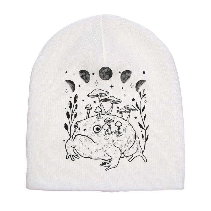 Dark Academia Moon Witchy Goblincore Aesthetic Frog Short Acrylic Beanie