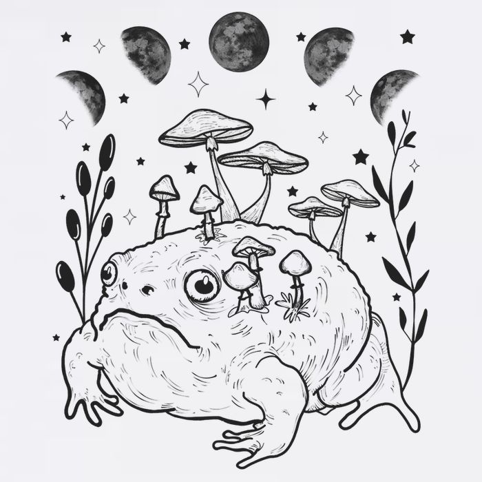 Dark Academia Moon Witchy Goblincore Aesthetic Frog Short Acrylic Beanie