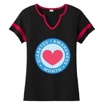 Diabetes Awareness Month Great Gift Heart Gift Ladies Halftime Notch Neck Tee