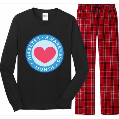 Diabetes Awareness Month Great Gift Heart Gift Long Sleeve Pajama Set