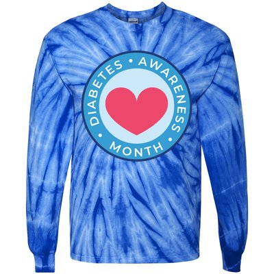 Diabetes Awareness Month Great Gift Heart Gift Tie-Dye Long Sleeve Shirt