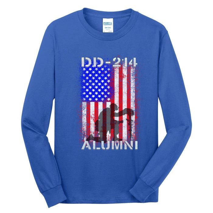 Ddgift214 Alumni Military Veteran Vintage American Usa Flag Great Gift Tall Long Sleeve T-Shirt