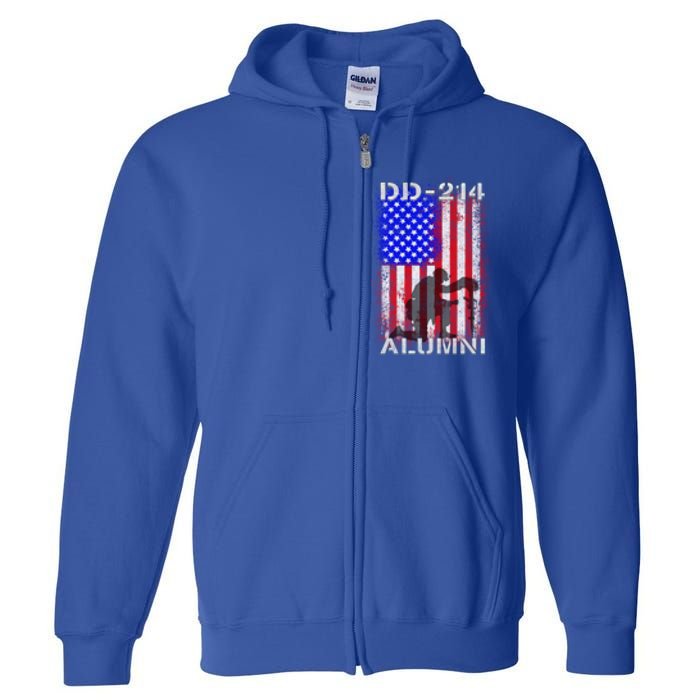 Ddgift214 Alumni Military Veteran Vintage American Usa Flag Great Gift Full Zip Hoodie