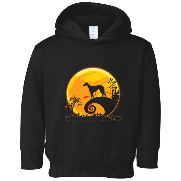 Dog And Moon Funny Dog Halloween Toddler Hoodie