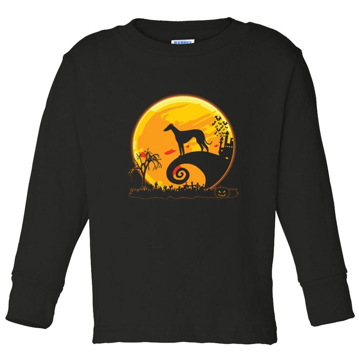 Dog And Moon Funny Dog Halloween Toddler Long Sleeve Shirt