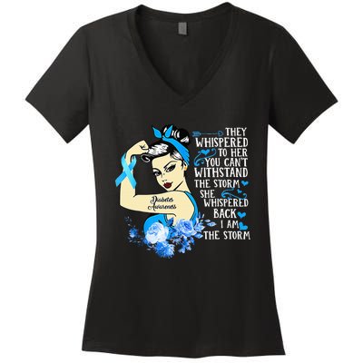 Diabetes Awareness Month For Powerful Warrior Women's V-Neck T-Shirt