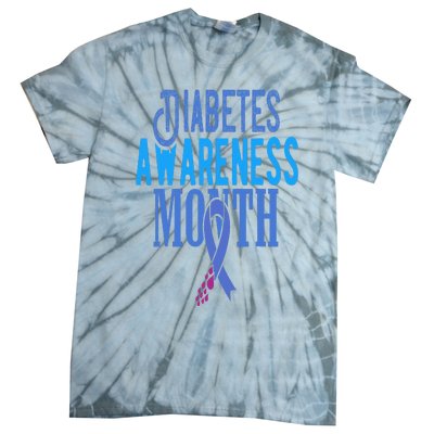 Diabetes Awareness Month Blue Love Ribbon Support T1D T2D Tie-Dye T-Shirt