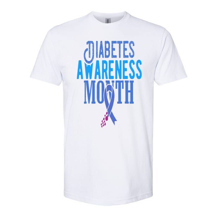 Diabetes Awareness Month Blue Love Ribbon Support T1D T2D Softstyle® CVC T-Shirt